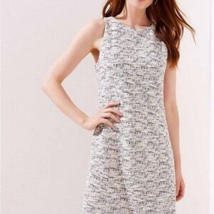 Sleeveless Black White Tweed Sleeveless Dress